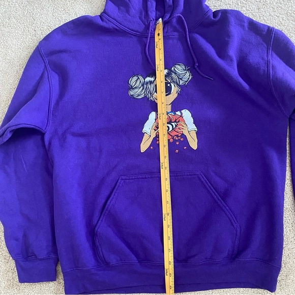 Foot Locker Women’s Medium Anime Image Purple Hoodie Sweatshirt Girl Eye - Picture 6 of 6